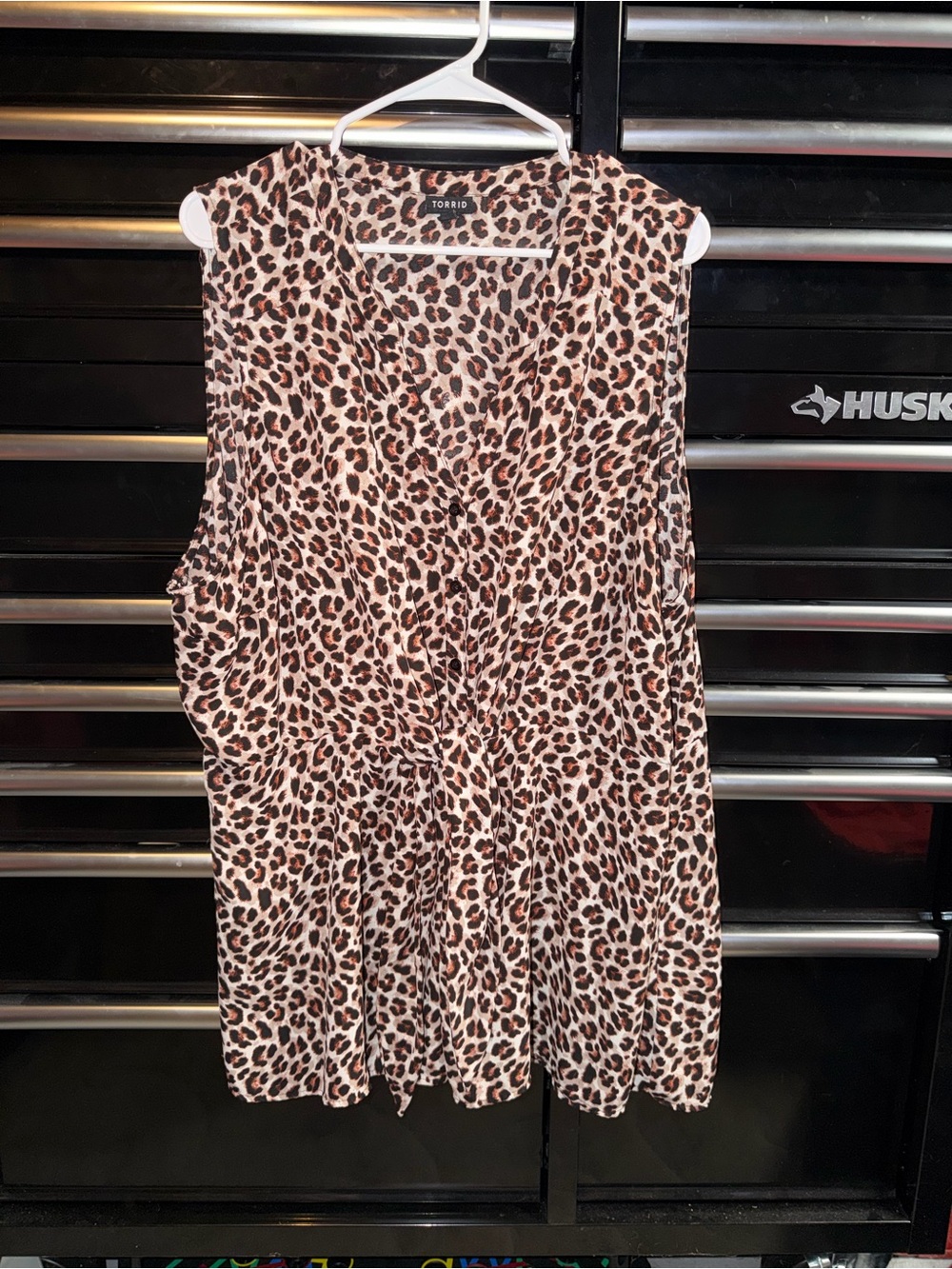 torrid Leopard Print Sleeveless V-Neck Tunic in Brown and Black